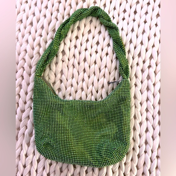 Zara Handbags - Zara Green Sparkly Crystal shoulder bag with twisted strap